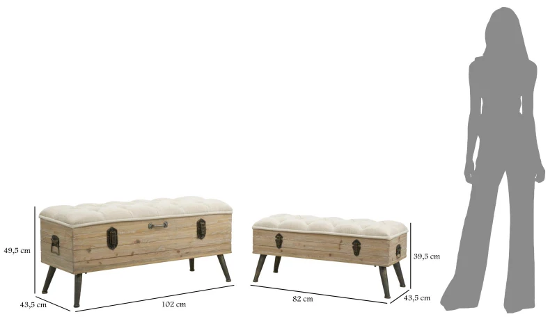 Mauro Ferretti Set puff cu depozitare TIRANA CM 102X43,5X49,5 - 82X36X37