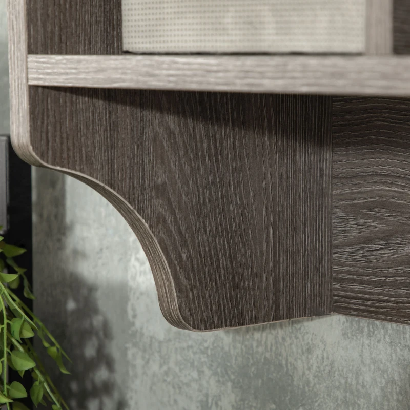 HOMCOM Appendiabiti a Muro Stile Rustico con 4 Ganci e Vani in Legno e Metallo, 80x24x35.5cm, Grigio