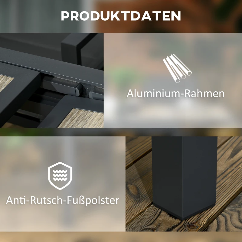 Outsunny tuintafel, eettafel voor in de tuin met uitschuifbaar tafelblad, aluminium