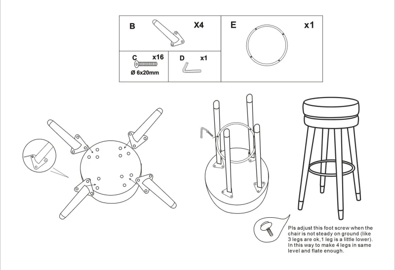 Mauro Ferretti Scaun de bar PARIS Albastru/Argintiu CM Ø 35X74