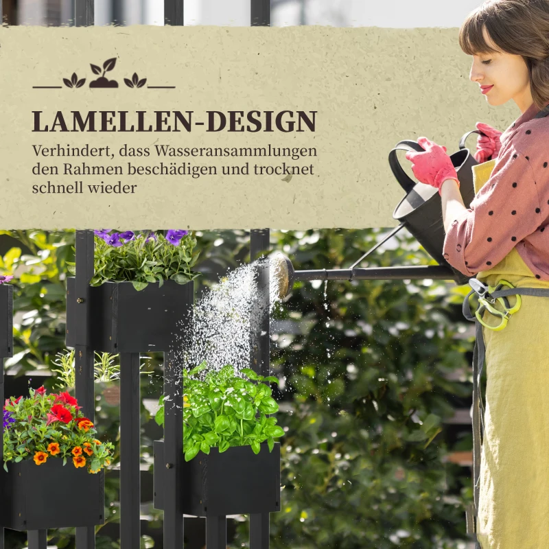 Outsunny bloembak, verhoogd bed, plantenbak met latwerk muur groentebed hout(m-7)