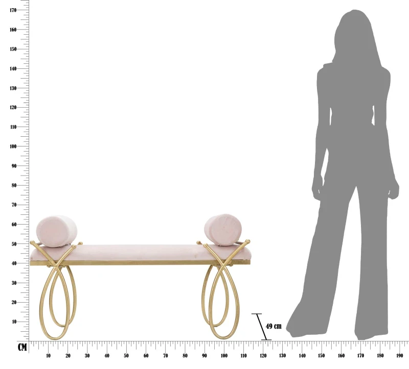 Mauro Ferretti Bancă Ribbon Roz cm 112,5X49X53