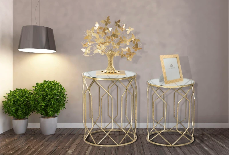 Mauro Ferretti Set din 2 masute TUNISI CM Ø 42X53-38X47