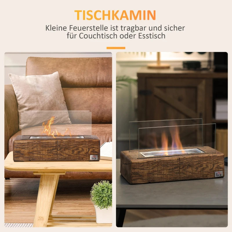 HOMCOM tafelhaard met ethanol 0,15 L brandtijd 45 min beton gehard glas naturel