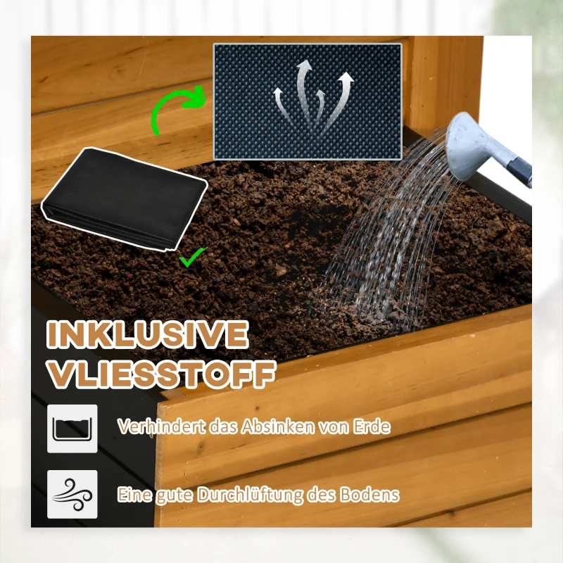 Outsunny verhoogd bed met 4 plantenbakken, bloembak met zelfbewateringssysteem