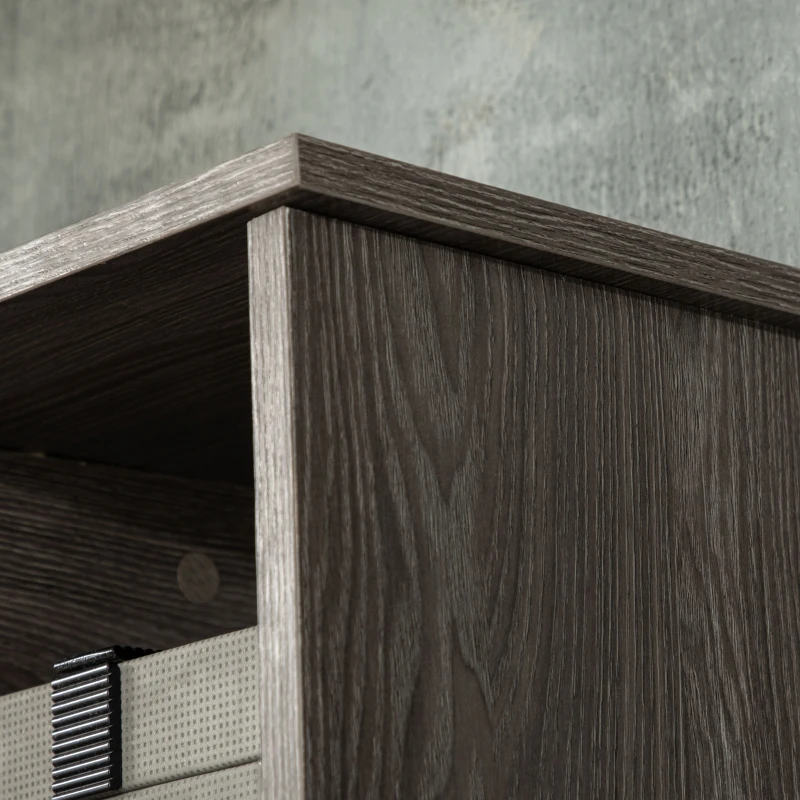 HOMCOM Móvel Cabide de Entrada Prateleira Flutuante com 4 Ganchos e 3 Compartimentos 80x24x35,5cm Cinza Escuro