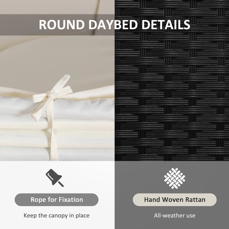 Outsunny Set Modular Canapea Circulara pentru Exterior din PE Ratan Negru si Bej