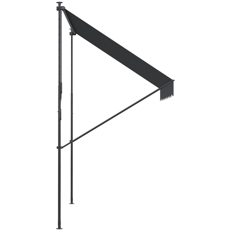 Outsunny Toldo Manual Retrátil Ajustável 200x170x200-290 cm com Manivela Proteção Solar UV40+ para Varanda Jardim Cinza