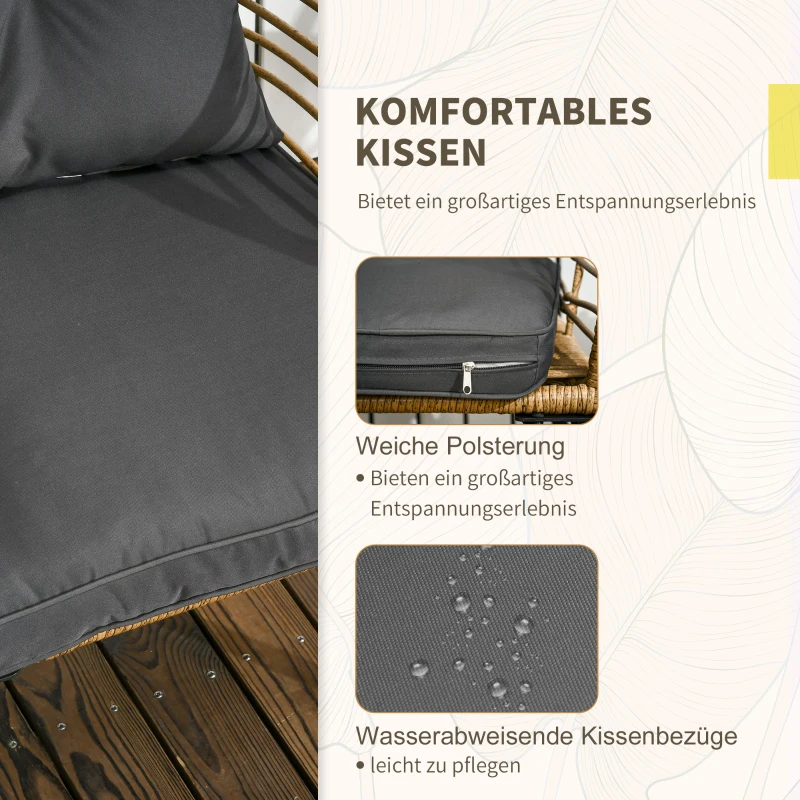 Outsunny rotan tuinmeubelset 3-delig. Zitgroep met kussens voor terras balkon