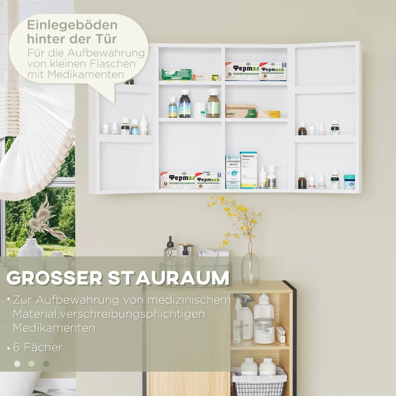 Kleankin medicijnkast 2 deuren apothekerskast medicijnkast wandmontage