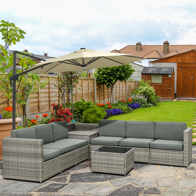 Outsunny poly rotan tuinmeubelen 8 stuks. Tuinset loungeset