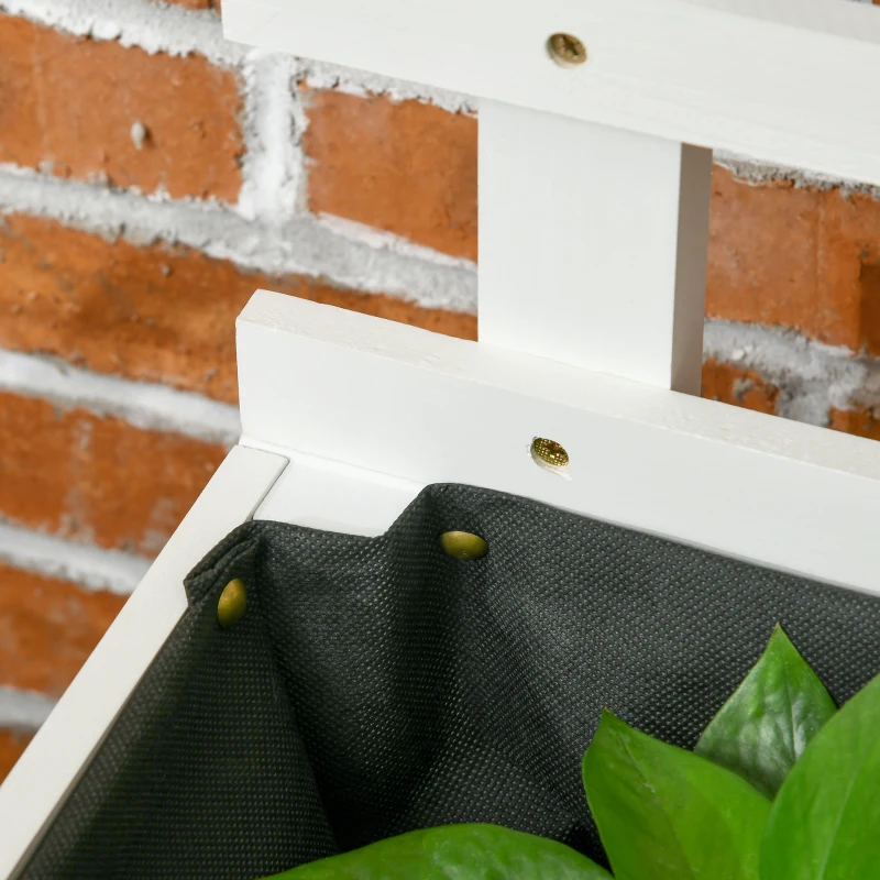 Outsunny plantenbak met trellis wielen bloembak met trellis hout wit