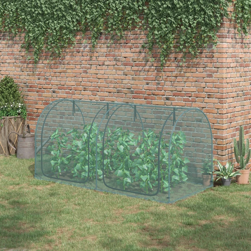 Outsunny 8' x 4' mini broeikas winddichte plantenbeschermingstent met deur