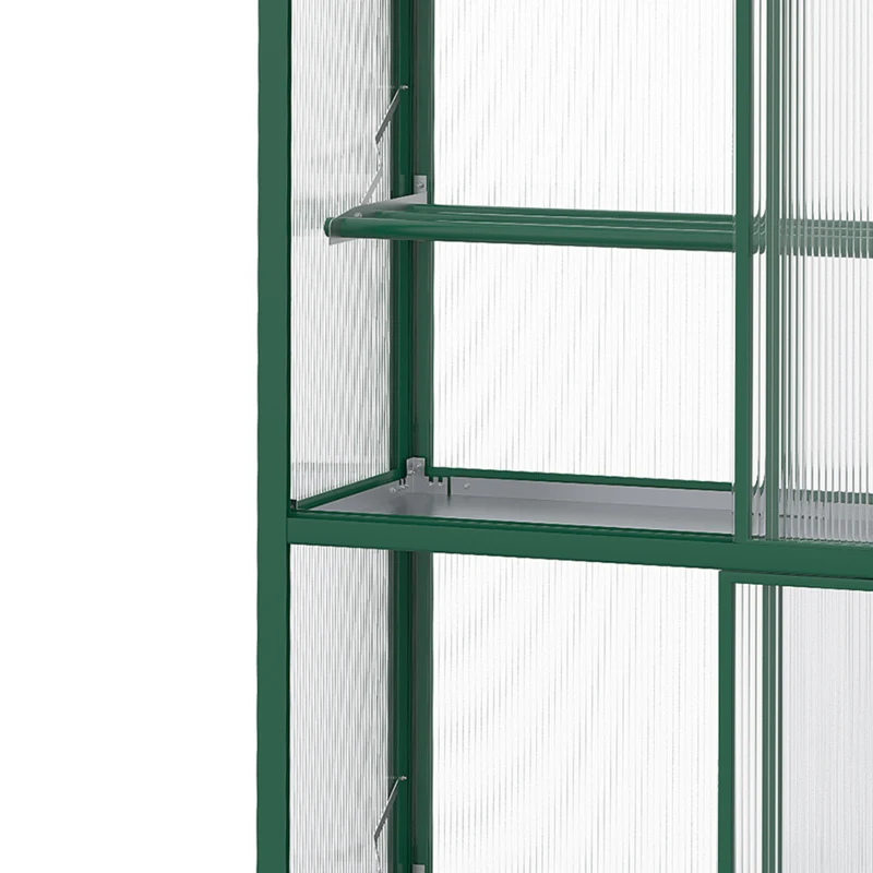 Outsunny hoogslaper, koelframe met schuifdeur, verstelbare planken, aluminium groen