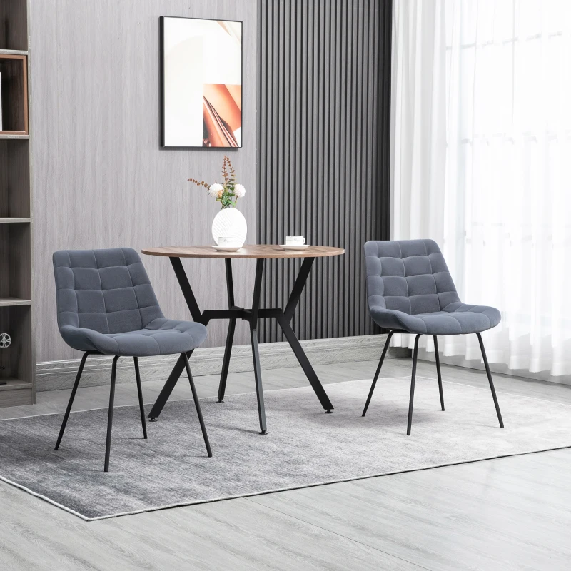 HOMCOM set van 2 eetkamerstoelen keukenstoelen gestoffeerde stoelen met rugleuning, fluweel