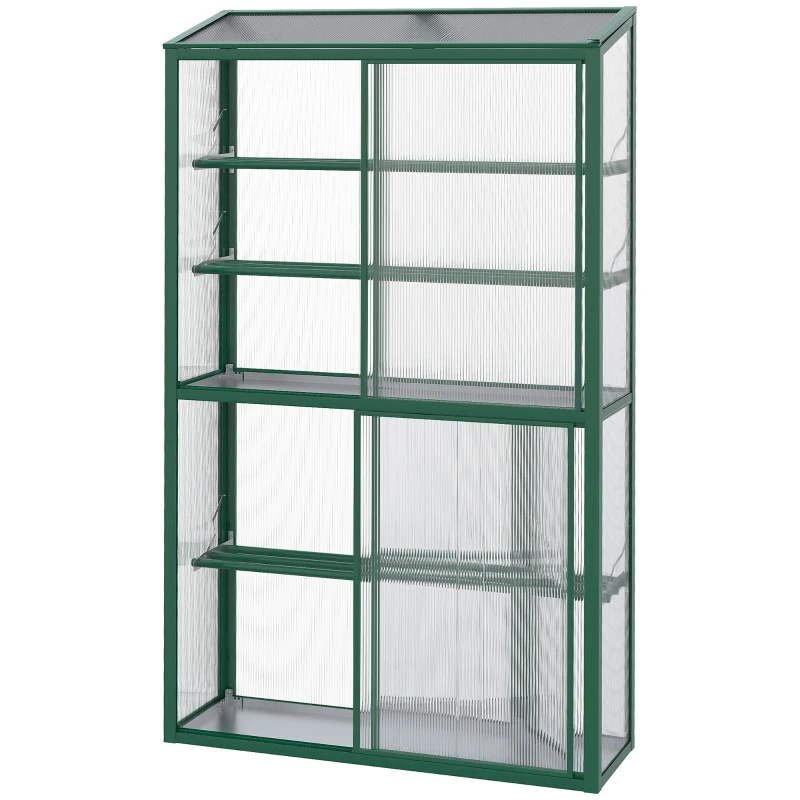 Outsunny hoogslaper, koelframe met schuifdeur, verstelbare planken, aluminium groen