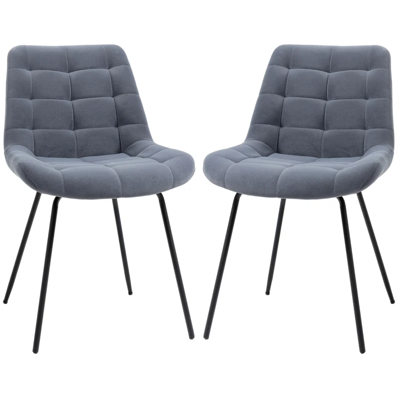 HOMCOM set van 2 eetkamerstoelen keukenstoelen gestoffeerde stoelen met rugleuning, fluweel