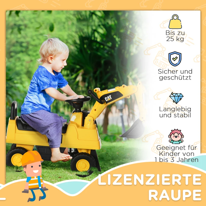 HOMCOM-graafmachine met zitplaats, glijdend voertuig met bak, zitgraafmachine, zitauto