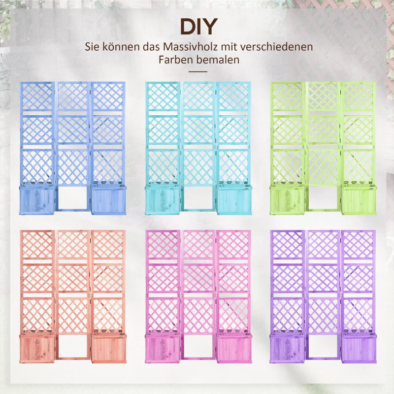 Outsunny verhoogd bed met opklapbaar hekwerk, plantenbak met privacyscherm 133x165 cm