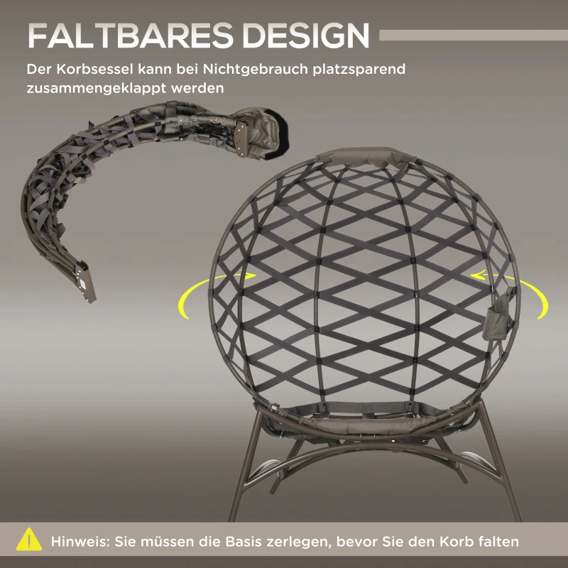 Outsunny 2 delen Tuinstoelenset Rieten Stoel met Opvouwbare Zitmand 2 in 1 Kruk