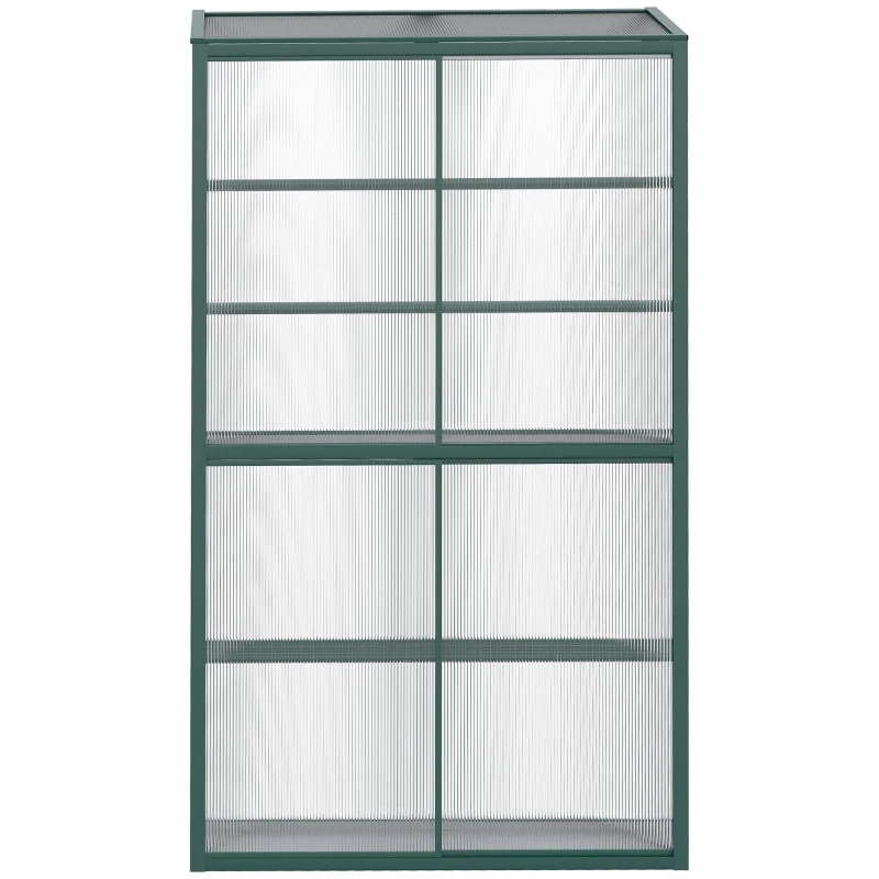 Outsunny hoogslaper, koelframe met schuifdeur, verstelbare planken, aluminium groen
