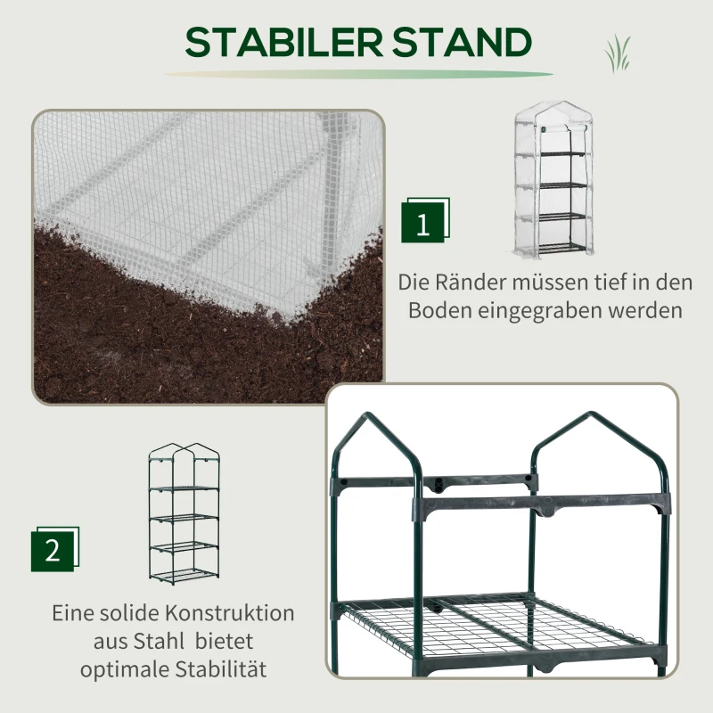 Outsunny Kas met Planken, Weerbestendig, Oprolbare Deur, 70 cm x 50 cm x 160 cm, Wit + Zwart