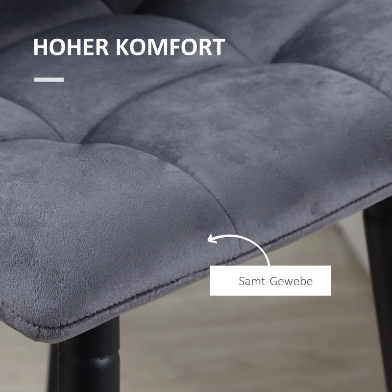 HOMCOM set van 2 barkrukken met voetsteun in retrodesign, grijs, 42 cm x 47 cm x 105 cm