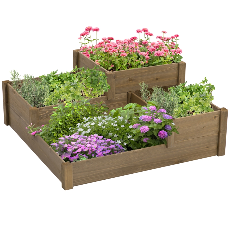 Outsunny verhoogd bed met serre, plantenhuis met raam, serre, koelframe voor terras, balkon
