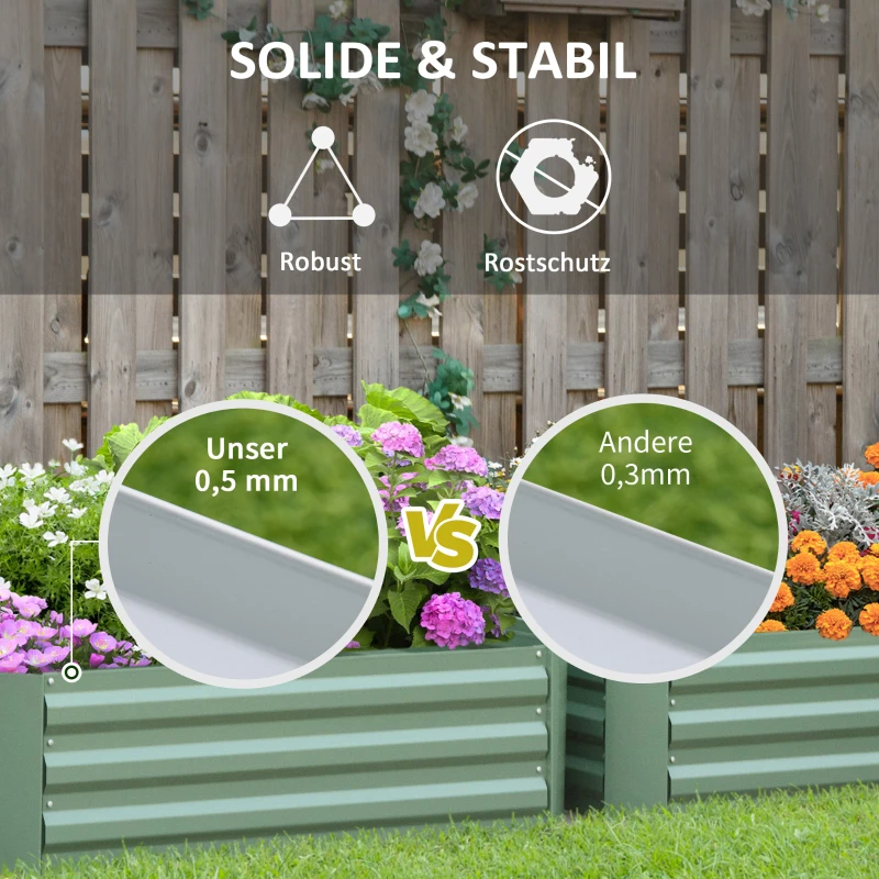 Outsunny verhoogd bed set, 2 stuks. Stalen tuinbedplanter Tuinplanter Greenery