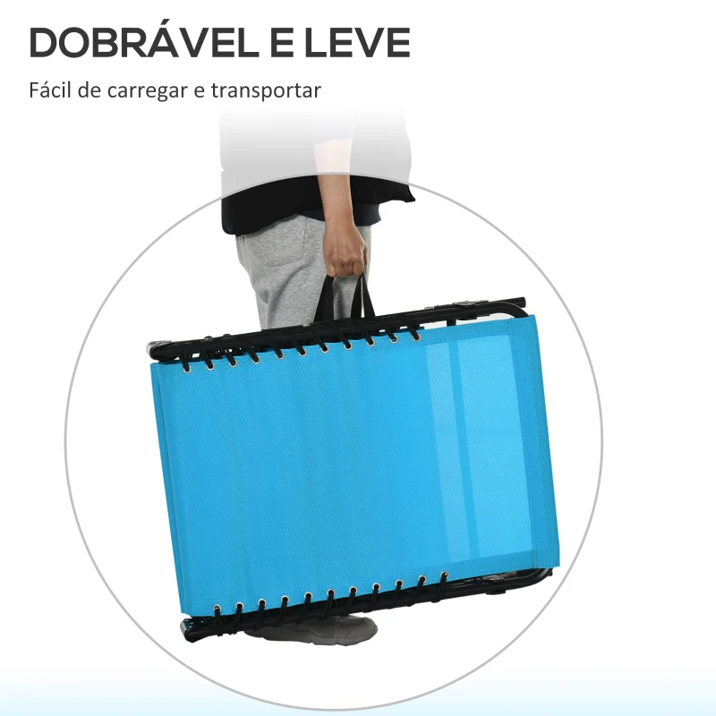 Outsunny Espreguiçadeira de jardim dobrável e ajustável com 4 posições  sistema de laço Estrutura de Aço 197x58x76 cm azul claro