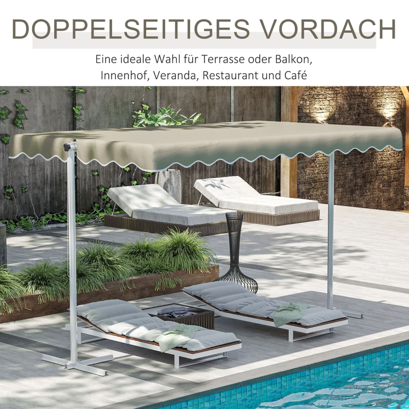 Outsunny luifel 4,02 x 2,27 m tuinluifel met 360° draaibaar dak, kaki