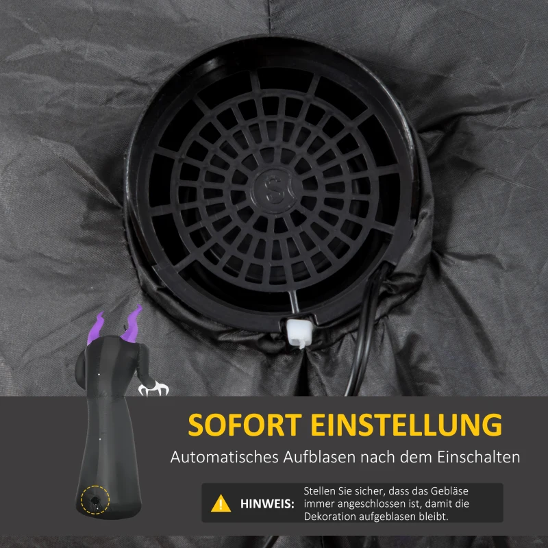 Outsunny spook met pompoenkop, opblaasbaar Halloweendecor met blauw vlammeneffect, 88 x 79 x 210 cm