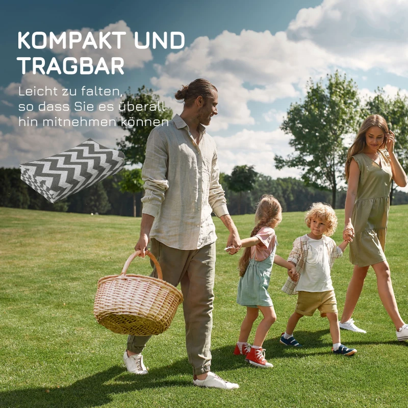 Outsunny dywan zewnętrzny, wodoodporny, dwustronny design, wysokiej jakości włókno z tworzywa sztucznego, jasnoszary+biały, 121 x 182 cm