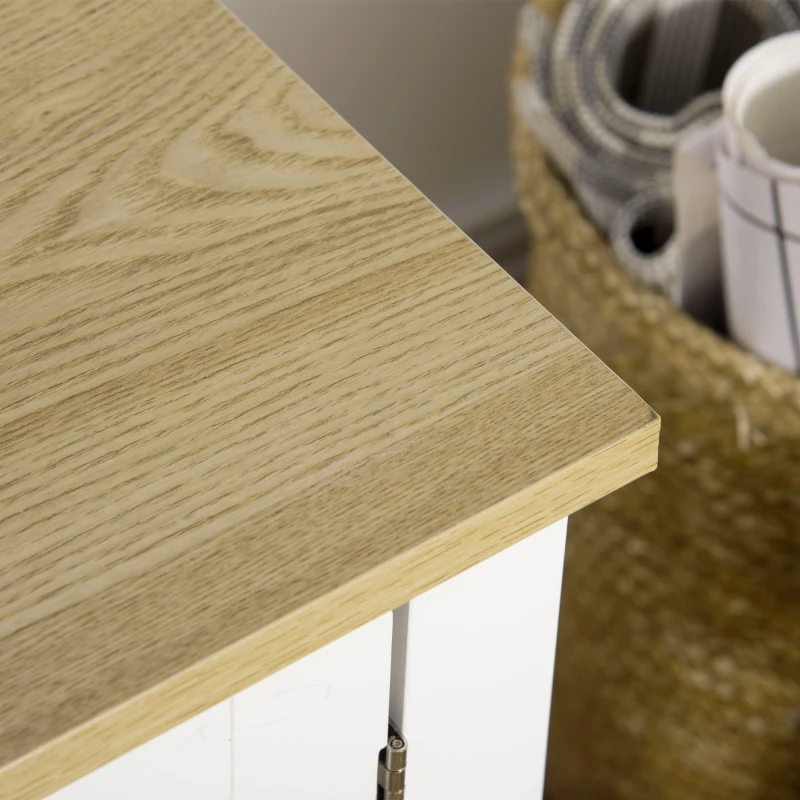 HOMCOM tv-bank, tv-dressoir, twee kasten met deuren, 2 open vakken, wit+naturel, 120 x 35 x 48 cm