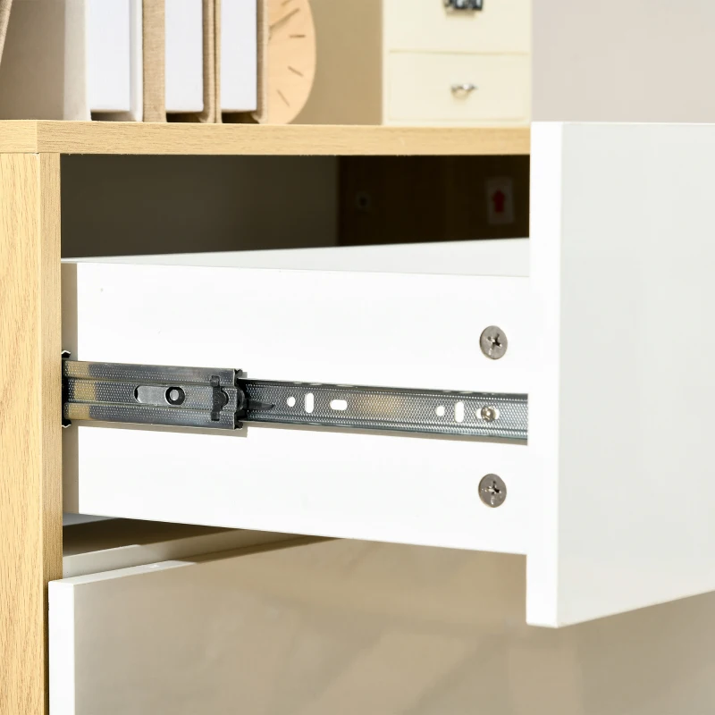 HOMCOM Cómoda com 4 Gavetas de Alto Brilho Cómoda de Madeira de Estilo Moderno 70x35x92 cm Branco e Madeira