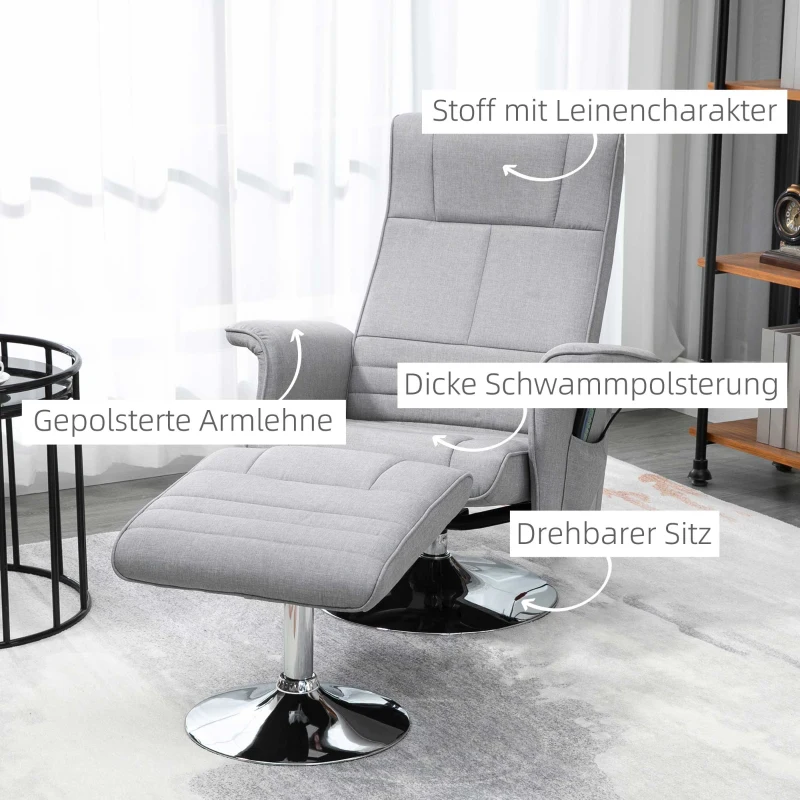 HOMCOM Loungestoel Binnen - Massagestoel Met Voetenbank, Elektrische Relaxstoel, 135°, Zwart(m-7)