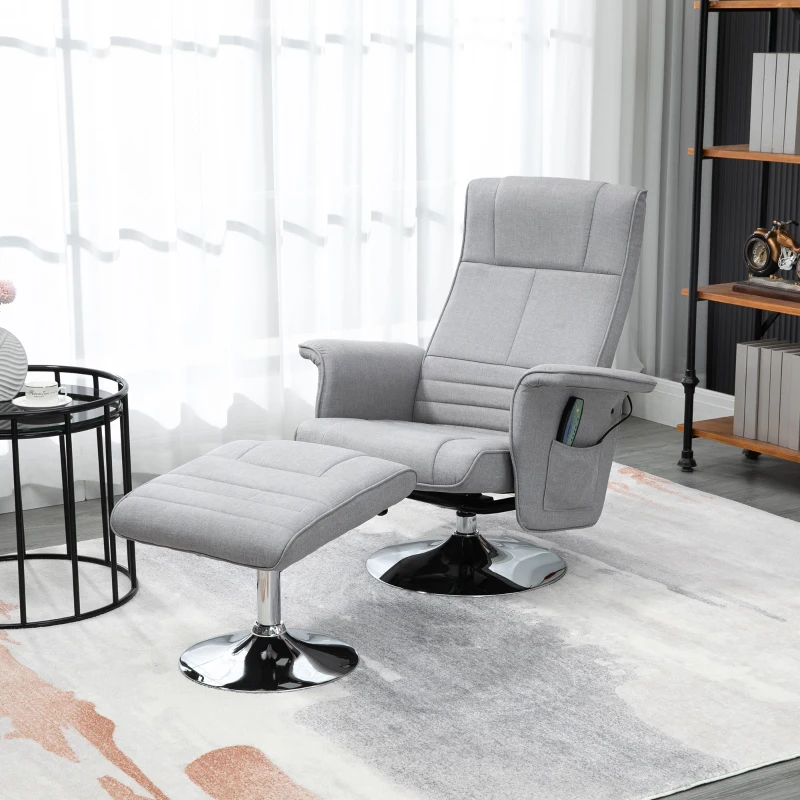 HOMCOM Loungestoel Binnen - Massagestoel Met Voetenbank, Elektrische Relaxstoel, 135°, Zwart(m-2)