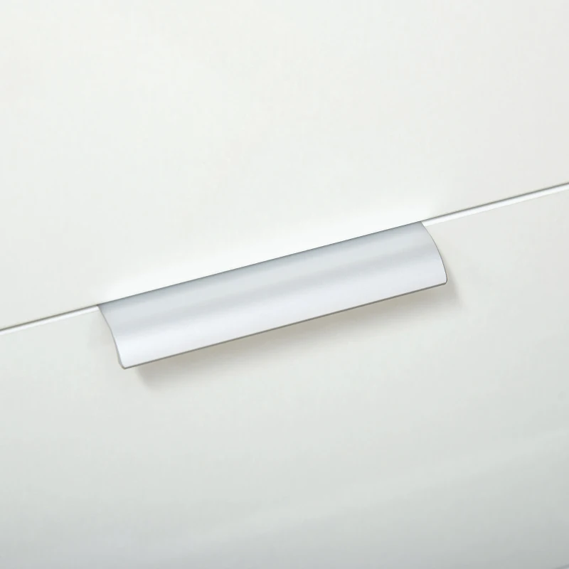 HOMCOM Aparador de Sala de Estar com 4 Gavetas de Alto Brilho Porta e Prateleiras Ajustáveis 105x35x92 cm Branco e Madeira