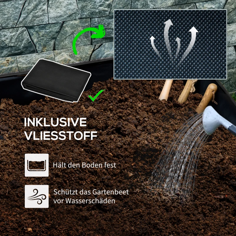 Outsunny verhoogd bed, bloembak met wielen, plantenbak voor tuin, massief hout