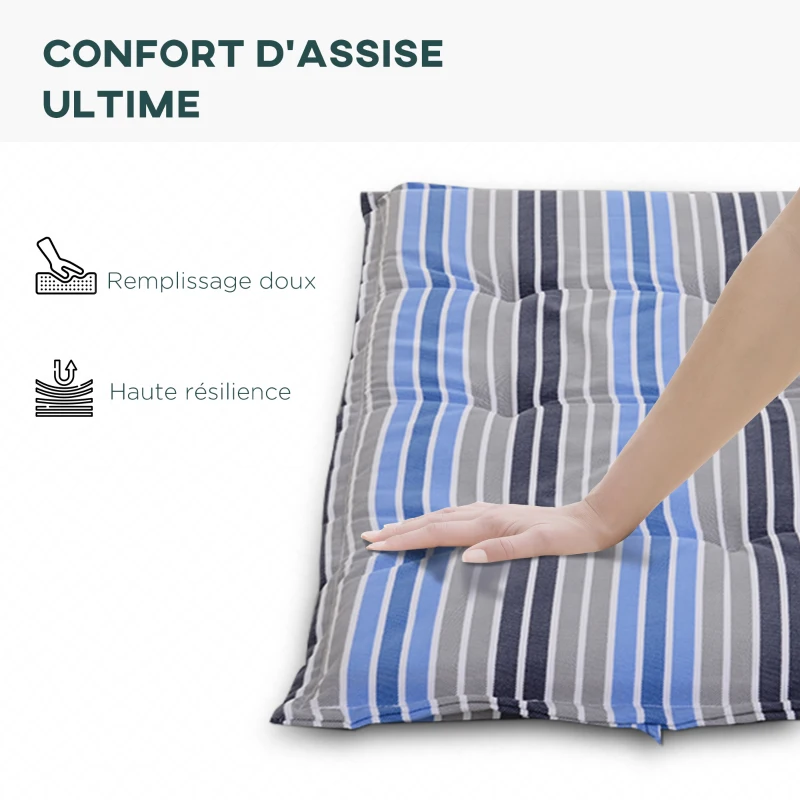 Outsunny Ensemble de banc de Jardin 2 places et de 2 coussins matelas assise - métal façon fer forgé et polyester