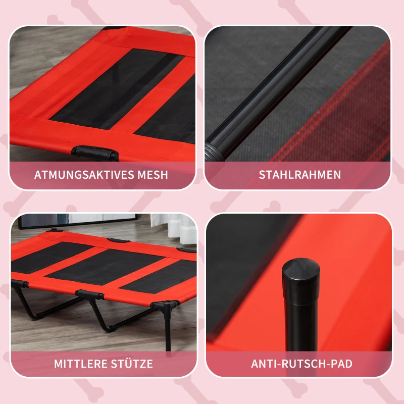 PawHut hondenligstoel outdoor hondenmand kattenmand dierenmand slaapplaats rood