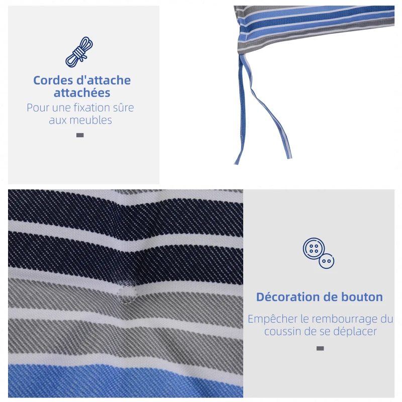 Outsunny Ensemble de banc de Jardin 2 places et de 2 coussins matelas assise - métal façon fer forgé et polyester