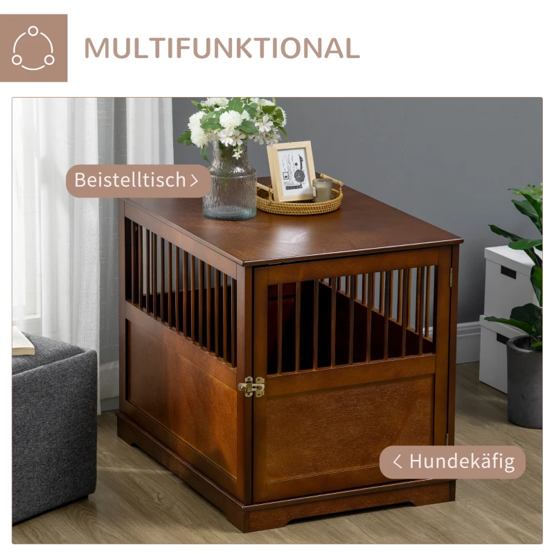 PawHut hondenkooi, hondenhok met tafelblad, huisdierkooi, hondenbench, bruin
