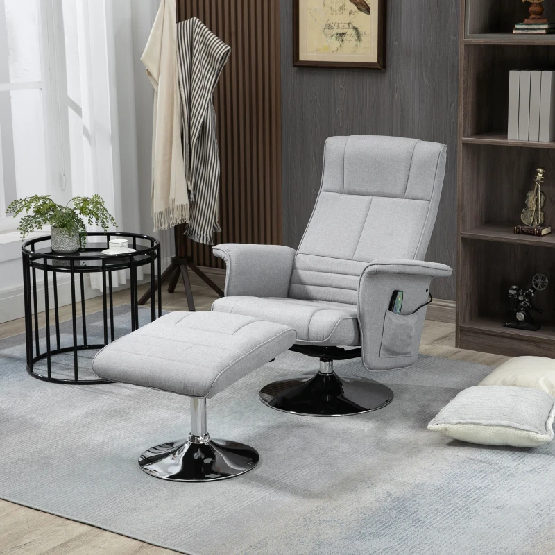 HOMCOM Loungestoel Binnen - Massagestoel Met Voetenbank, Elektrische Relaxstoel, 135°, Zwart(m-10)