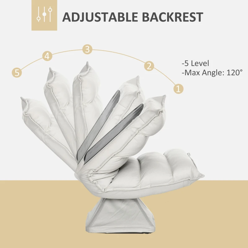 HOMCOM Stoel, draaibaar, verstelbare rugleuning, lederlook, stalen frame, lichtgrijs, 62 x 62 x 95 cm