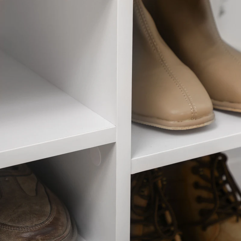 HOMCOM Sapateira de Madeira Móvel para Sapatos com 11 Prateleiras Abertas para 18 Pares de Sapatos 80x27x112 cm Branco