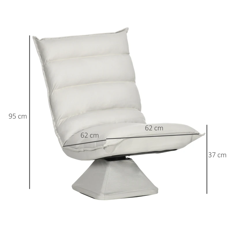 HOMCOM Stoel, draaibaar, verstelbare rugleuning, lederlook, stalen frame, lichtgrijs, 62 x 62 x 95 cm