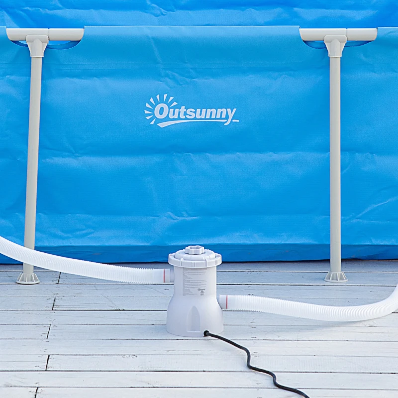 Outsunny Cartridge Filter Pump for 13'-15' Above Ground Pools, 800GPH (3028 LPH) Swimming Pool Filter Pump with Hose and Hose Clamps, White