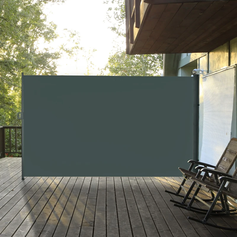 Outsunny 3x2m Retractable Sun Side Awning Screen Fence Patio Garden Wall Balcony Screening Panel Outdoor Blind Privacy Divider, Grey(m-10)