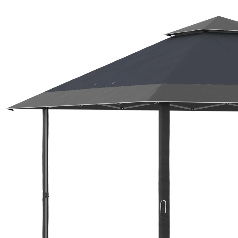 Outsunny 4 x 4m Pop-up Gazebo with Double Roof, UV Proof Canopy Tent, Roller Bag, and Adjustable Legs for Outdoor Party, Steel Frame - Grey